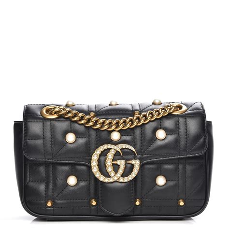 gg gucci belt pearl|Gucci black bag with pearls.